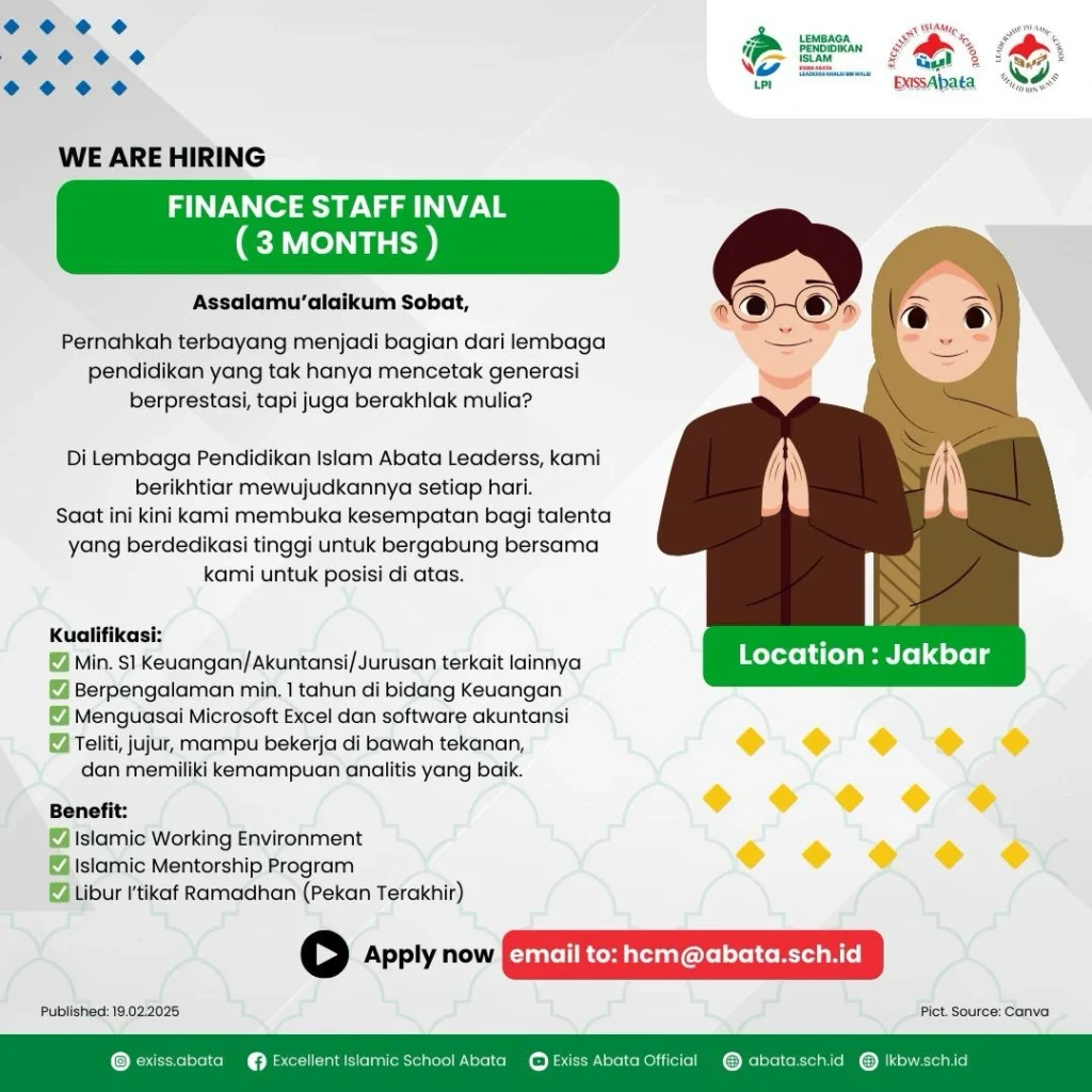 WE ARE HIRING : ADMIN STAFF & FINANCE STAFF INVAL